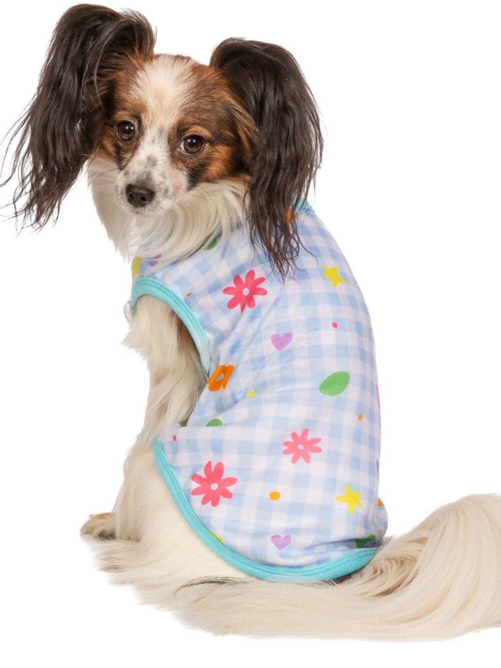 HD Blue Gingham Flower Tank